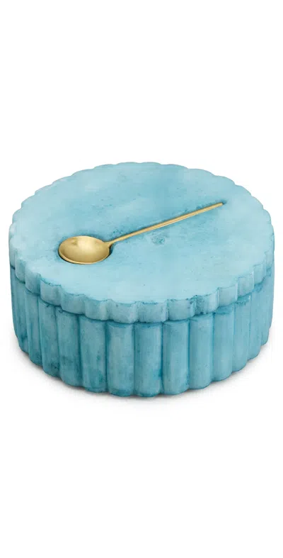 Kassatex Bath Salt Cellar With Spoon Azure In Blue