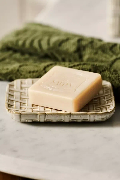 Kassatex Cane Ceramic Woven Soap Dish In Sand