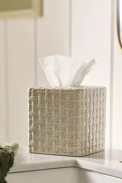 Kassatex Cane Ceramic Woven Tissue Holder In Neutral