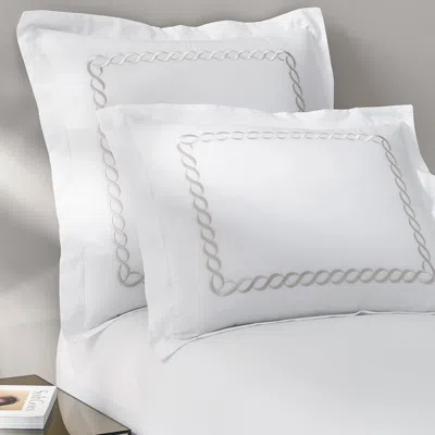 Kassatex Catena Embroidered Percale Shams In White