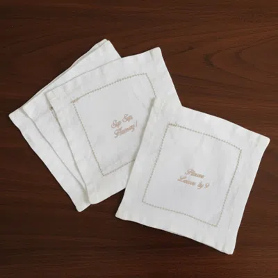 Kassatex Cheeky Cocktail Napkin Set Of 4 In White