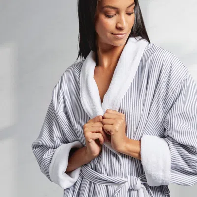 Kassatex Classic Seersucker Striped Robe In Purple