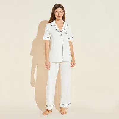 Kassatex Eberjey Gisele Short Sleeve And Pant Pj Set In White