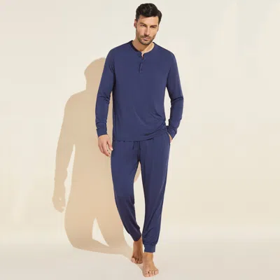 Kassatex Eberjey Henry Long Pj Set In Blue