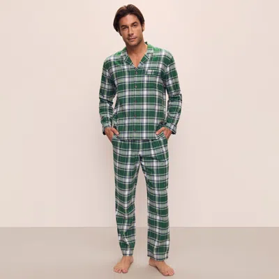 Kassatex Eberjey Mens Flannel Long Pj Set In Green