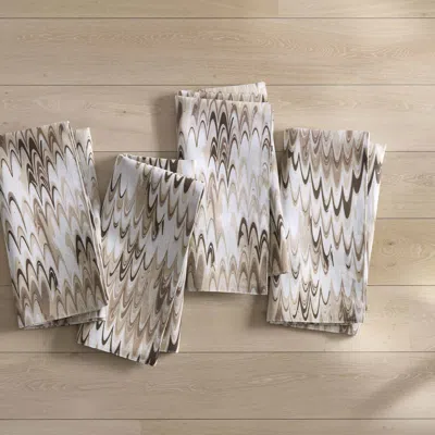 Kassatex Fluted Marble Printed Napkins, Set Of 4 In Brown