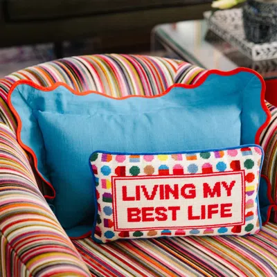 Kassatex Furbish Studio Best Life Needlepoint Pillow In Multi