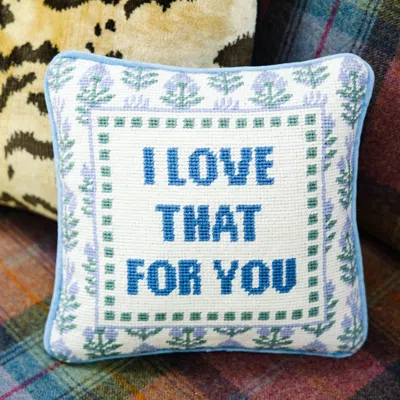 Kassatex Furbish Studio Love That For You Needlepoint Pillow In Blue