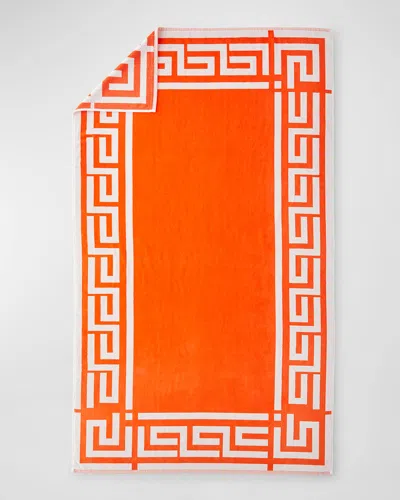 Kassatex Greek Key Reversible Beach Towel In Orange/white