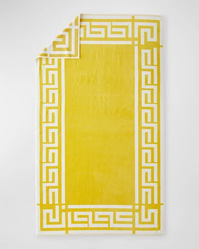 Kassatex Greek Key Frame Beach Towel In Yellow/white