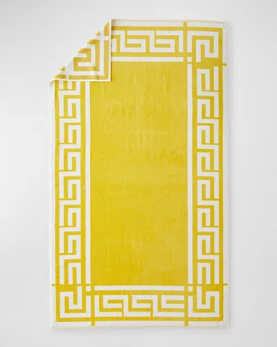 Kassatex Greek Key Reversible Beach Towel In Yellow/white