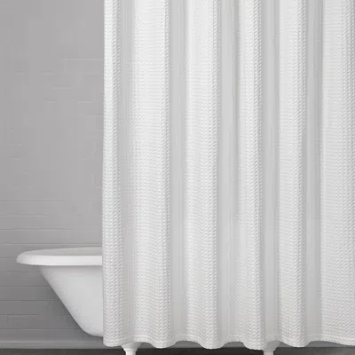 Kassatex Honeycomb Waffle Shower Curtain In White