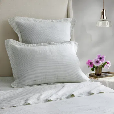 Kassatex Laguna Stripe Linen Sham Set Of 2 In White