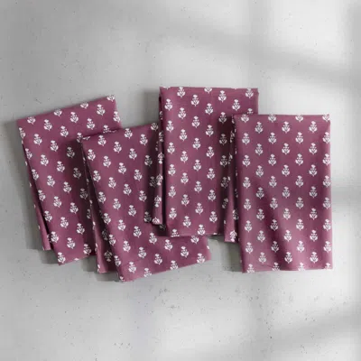 Kassatex Lola Ditz Napkin, Set Of 4 In Purple