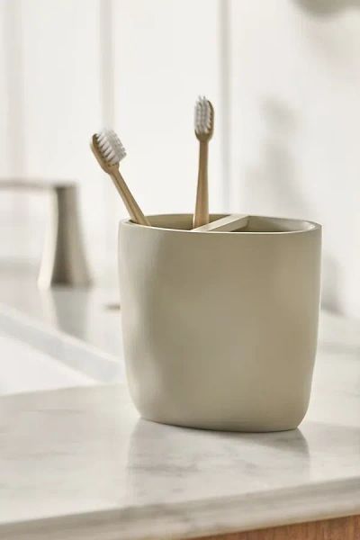 Kassatex Montecito Textured Tooth Brush Holder In Neutral