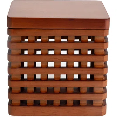 Kassatex Osaka Acacia Wood Cotton Holder In Medium Brown