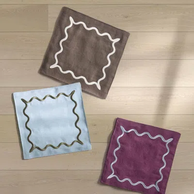 Kassatex Ripple Embroidered Cocktail Napkin, Set Of 4 In Multi