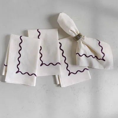 Kassatex Ripple Embroidered Napkin, Set Of 4