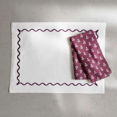 Kassatex Ripple / Fluted Marble Reversible Placemats, Set Of 4 In Purple