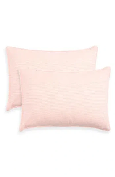Kassatex Set Of 2 Stripe Cotton Seersucker Shams In Pink