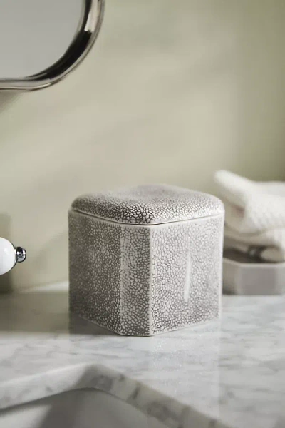 Kassatex Shagreen Bath Cotton Jar In Brown