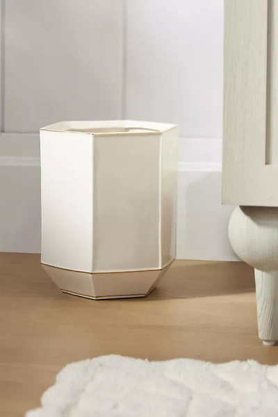 Kassatex St. Honore Porcelain Waste Basket In White