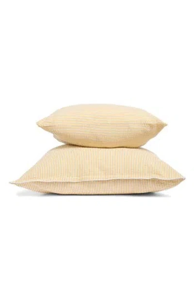 Kassatex Stripe Cotton Seersucker Accent Pillow In Yellow