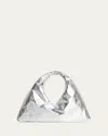 Kassl Anchor Small Metallic Top-handle Bag In Silver Lacquer Canvas