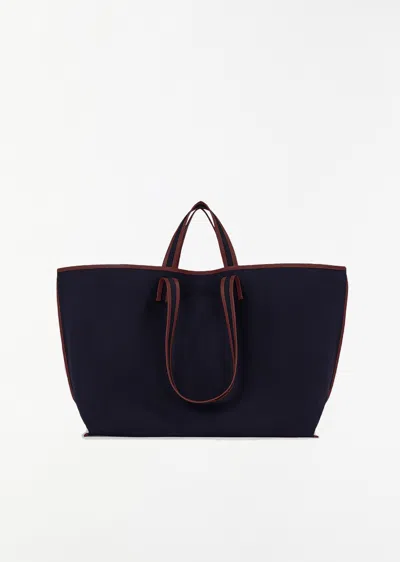 Kassl Canvas Tote In Navy/oil Bordeaux