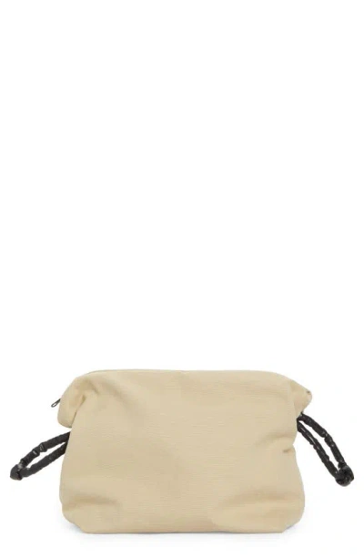 Kassl Contrast Trim Canvas Pouch Clutch In Neutral