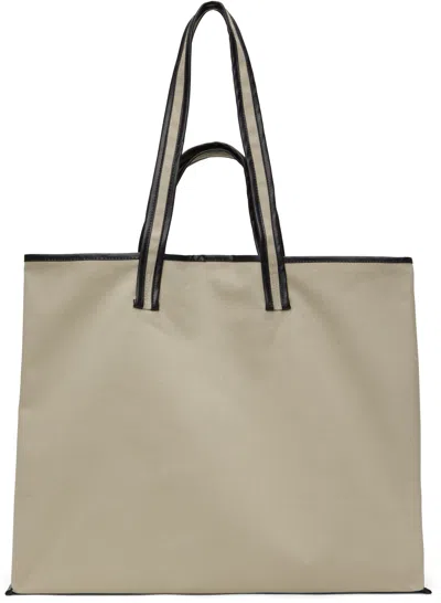 Kassl Editions Beige Canvas Tote In 0200 Sand/oil Black