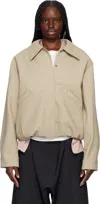Kassl Editions Beige Short Rubber Bomber Jacket In 0003 Beige