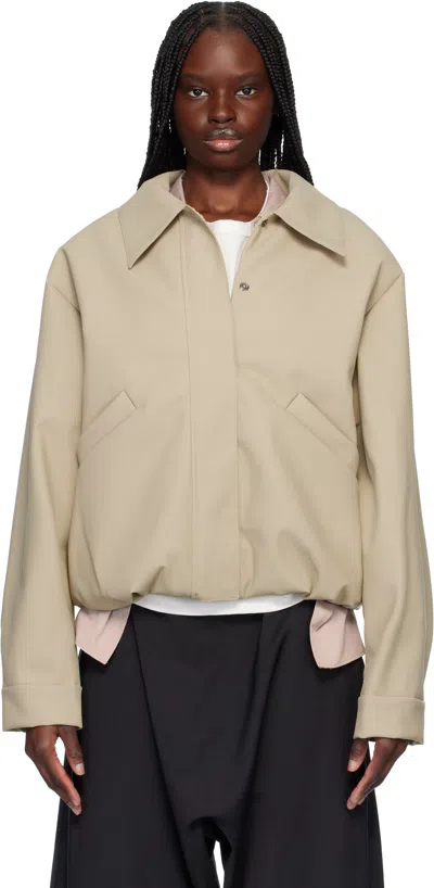 Kassl Editions Beige Short Rubber Bomber Jacket In 0003 Beige