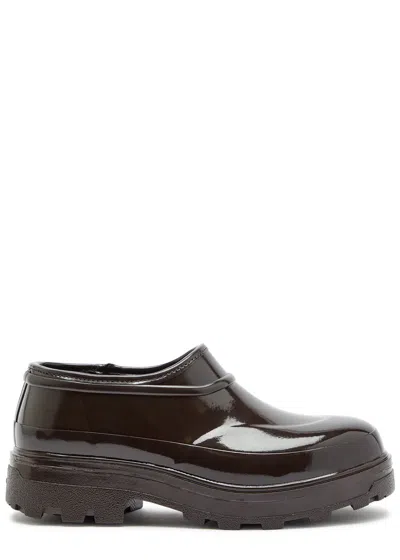 Kassl Editions Beth Glossed Rubber Boots In Brown