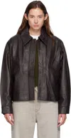 Kassl Editions Brown Short Lamb Leather Jacket In Black