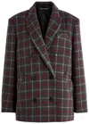 Kassl Editions Checked Double-breasted Wool-blend Jacket In Grey