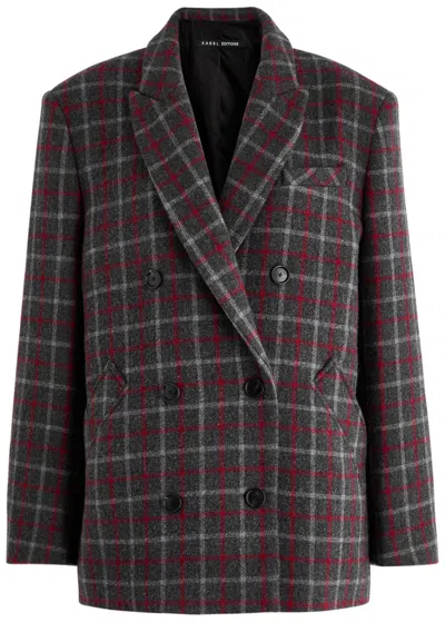 Kassl Editions Checked Double-breasted Wool-blend Jacket In Grey