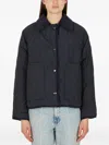 Kassl Editions Corduroy-collar Quilted Jacket In Blue