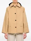 Kassl Editions Short Beige Trench Coat With Removable Hood In Neutral