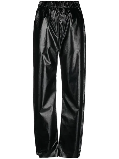 Kassl Editions Faux Leather Wide-leg Pants In Black