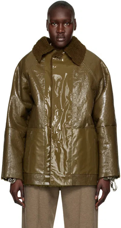 Kassl Editions Khaki Original Reversible Shearling Jacket In 0025 Olive