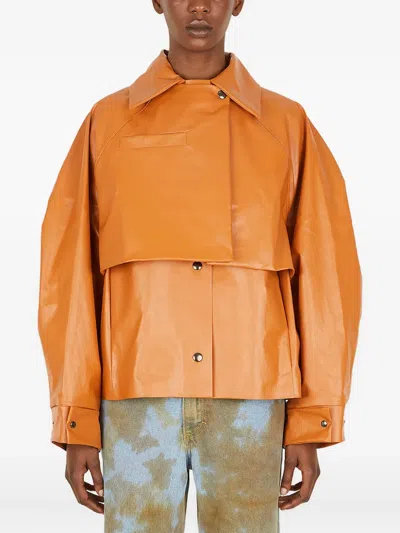 KASSL EDITIONS LAYERED LEATHER TRENCH COAT