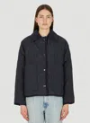 Kassl Editions Corduroy-collar Quilted Jacket In Navy