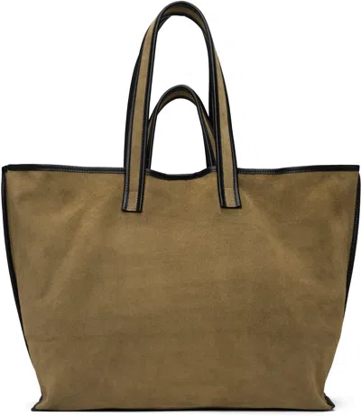 Kassl Editions Tan Suede Tote In 0053 Mud