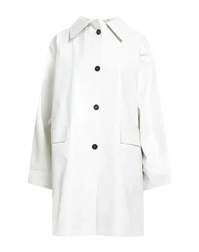 Kassl Editions Woman Overcoat & Trench Coat Off White Size M Cotton, Polyurethane, Elastane