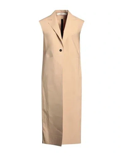 Kassl Editions Woman Overcoat & Trench Coat Sand Size M Cotton, Polyurethane In Beige
