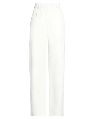 Kassl Editions Woman Pants Off White Size 8 Lambskin