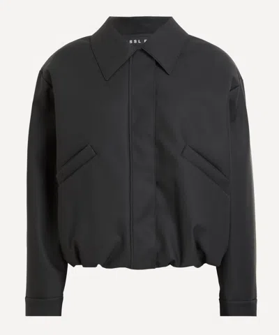 Kassl Editions Women's Black Short Rubber Bomber Jacket