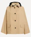 Kassl Editions Short Beige Trench Coat With Removable Hood In Neutral