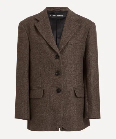 Kassl Editions Women's Taupe Herringbone Wool Blazer
